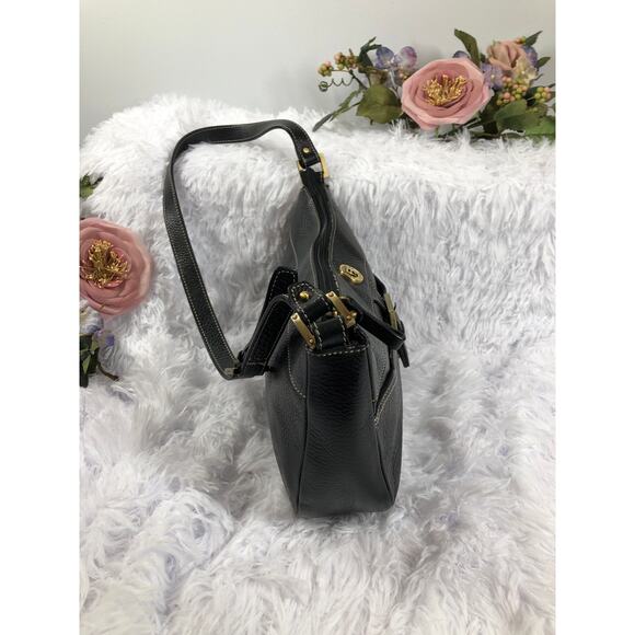 Aigner Black Pebbles Leather Crossbody Bag Outer Pocket inside Compartment - Picture 3 of 5